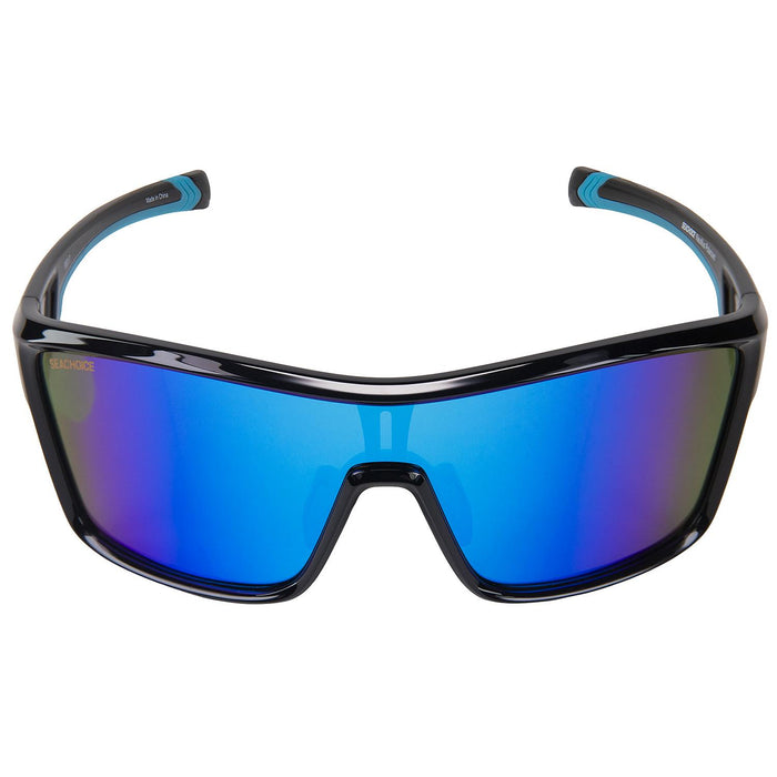 Seachoice YP120732000000 98817 "Nautilus" Polarized Sunglasses, Frame: Shiny Black, Lens: Blue Mirror