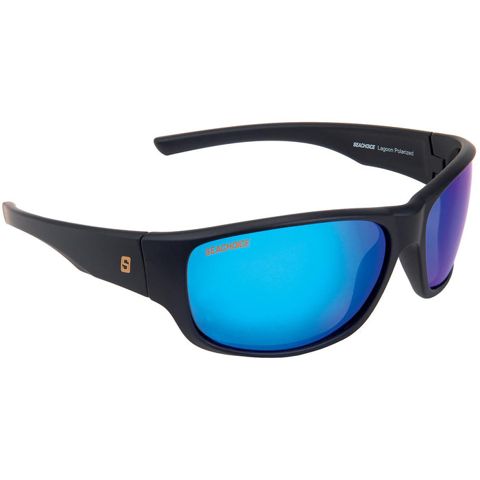 Seachoice YPA81133005000 98825 "Lagoon" Polarized Sunglasses, Frame: Matte Black, Lens: Green Mirror