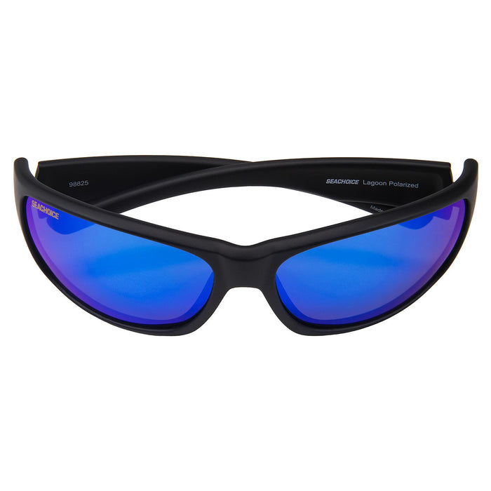 Seachoice YPA81133005000 98825 "Lagoon" Polarized Sunglasses, Frame: Matte Black, Lens: Green Mirror