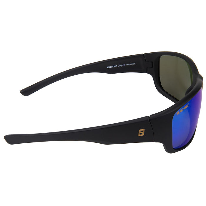Seachoice YPA81133005000 98825 "Lagoon" Polarized Sunglasses, Frame: Matte Black, Lens: Green Mirror