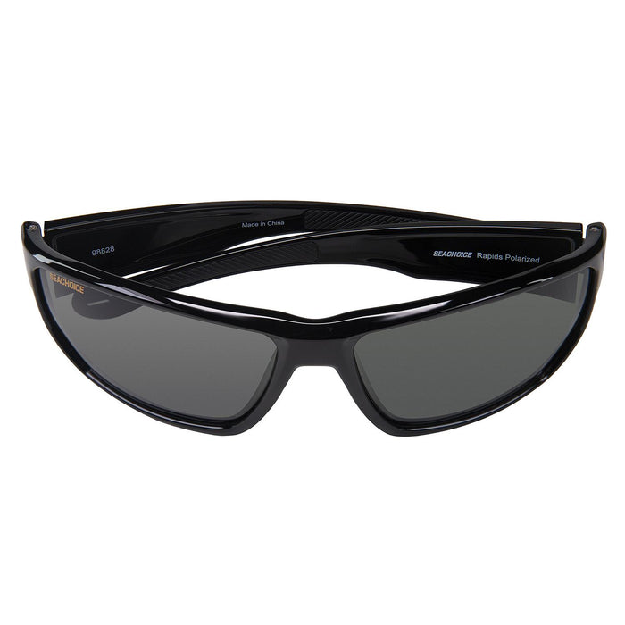 Seachoice YP120481000000 98828 "Rapids" Polarized Sunglasses, Frame: Shiny Black, Lens: Grey
