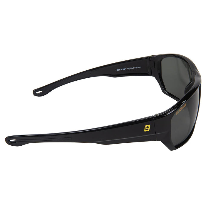 Seachoice YP120481000000 98828 "Rapids" Polarized Sunglasses, Frame: Shiny Black, Lens: Grey