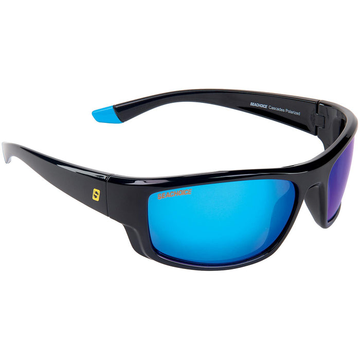 Seachoice YP121032000000 98831 "Cascades" Polarized Sunglasses, Frame: Shiny Black, Lens: Blue Mirror