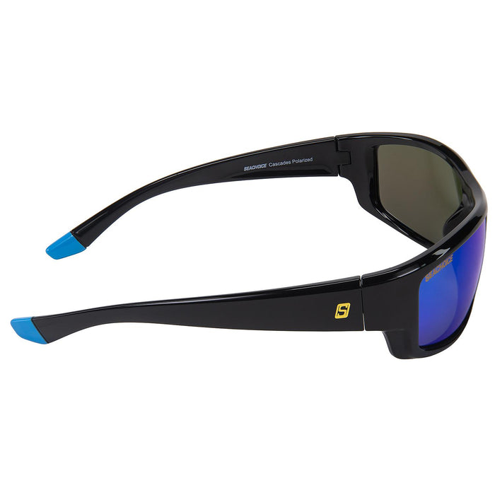Seachoice YP121032000000 98831 "Cascades" Polarized Sunglasses, Frame: Shiny Black, Lens: Blue Mirror