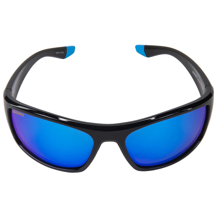 Seachoice YP121032000000 98831 "Cascades" Polarized Sunglasses, Frame: Shiny Black, Lens: Blue Mirror