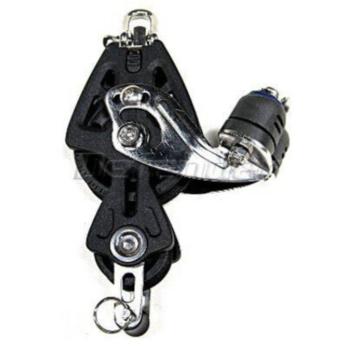 Lewmar 29925039BK 50MM Fiddle Block W/Cam & Becket, Black, 1/4" 3/8" Line