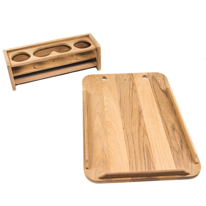 Whitecap 61394C Teak Drinkholder w/Removable Cockpit Table Top Holds 4 Glasses