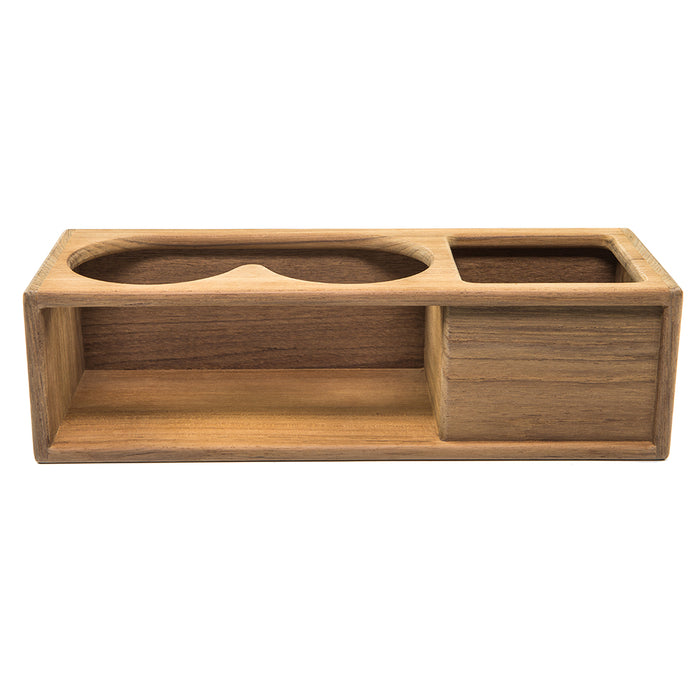 Estante para dos vasos y binoculares con aislamiento de teca Whitecap con bandeja