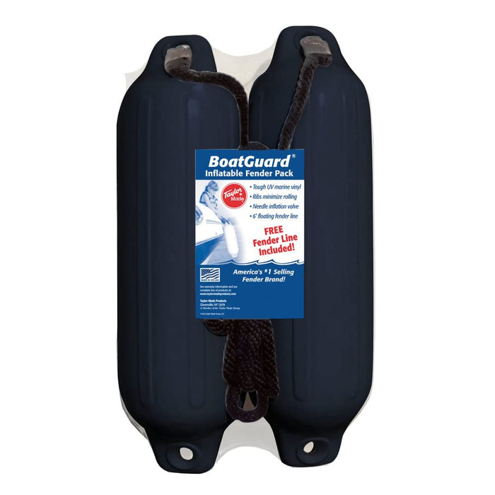 Taylor Made Products 31015B2P Taylor 2Pk Boatguard Fenders W/Fender Line, Black, 5" x 18"