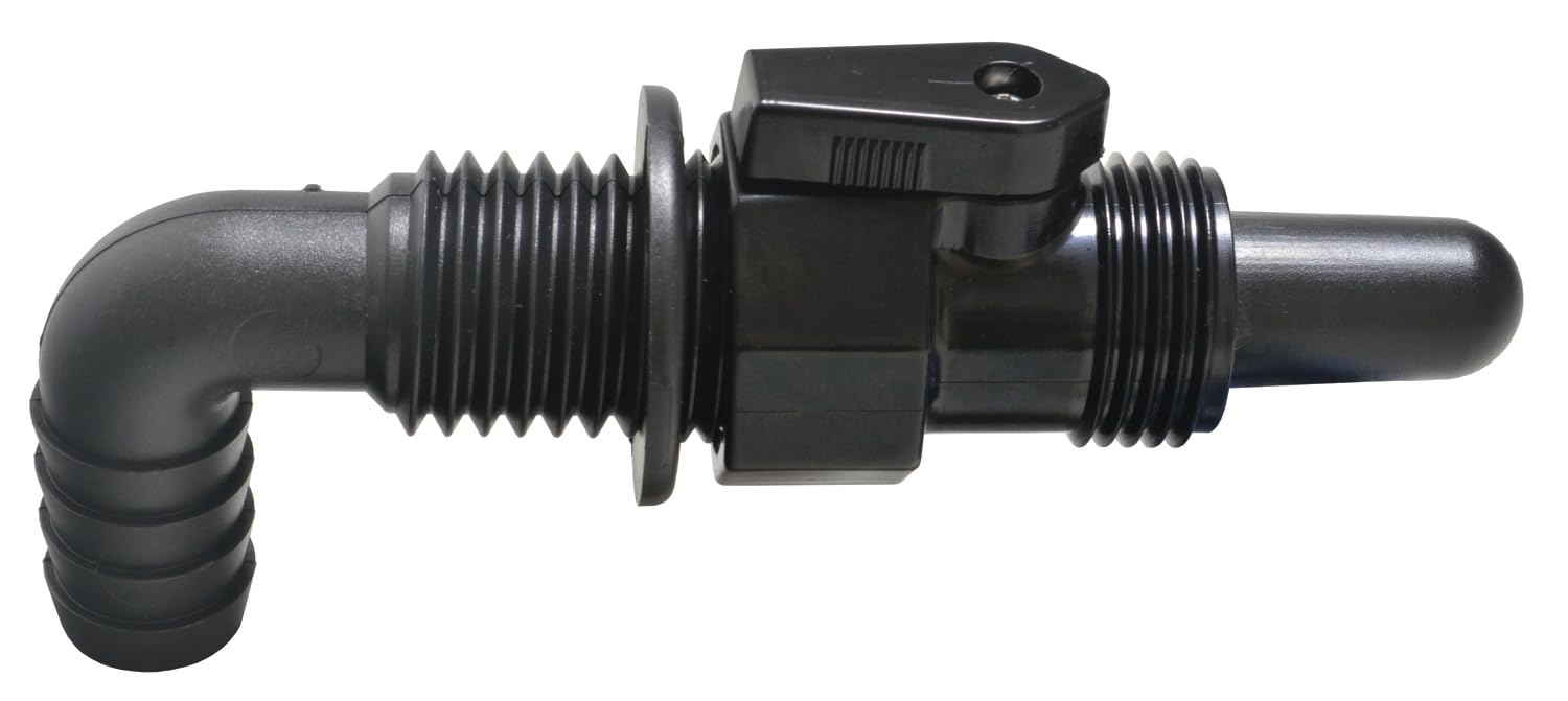 TH Marine AHV-90-DP T-H Marine Aerator Spray Head 90° Screw On Valve w/Shut Off, 3/4", Black