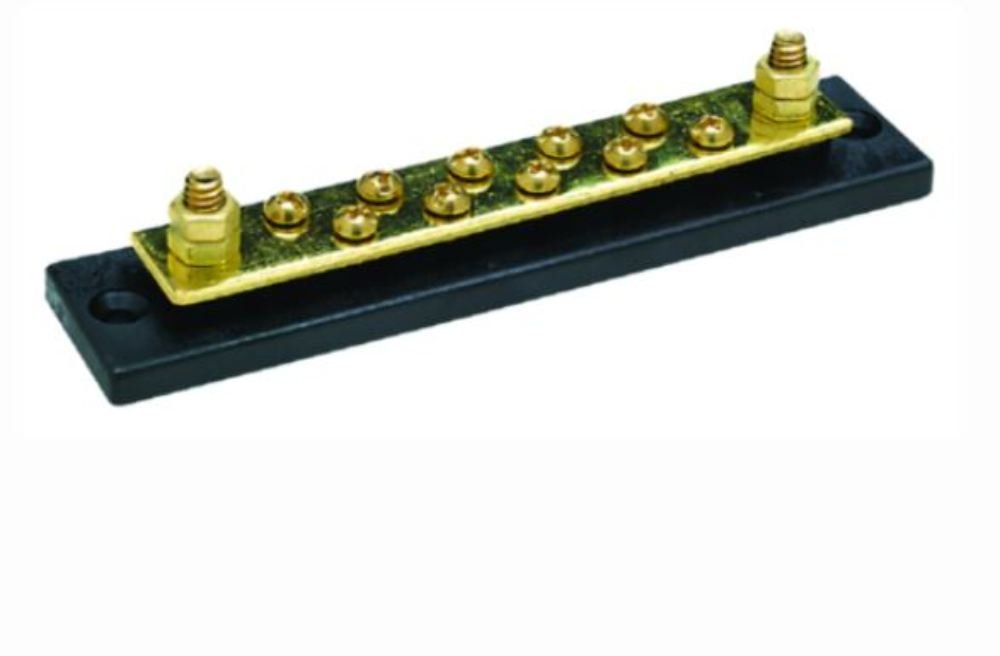Seachoice 13631 Terminal Block, 10-Gang, Brass Clips and Contacts