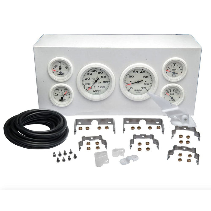 Sierra 68388P Arctic Series White 6-Gauge Set, For Inboard/Sterndrive, Tach/Speedo/Volt/Fuel/Temp/Oil