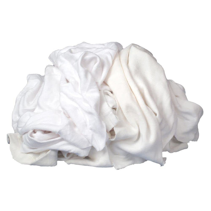 Buffalo Rags 10524 Recycled White T-Shirt Wipers, 25 lb.