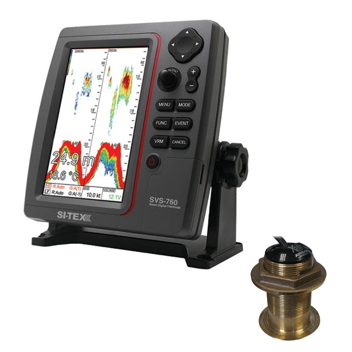 Kit de sonda de doble frecuencia SI-TEX SVS-760 de 600 W con transductor de bronce de 12 grados