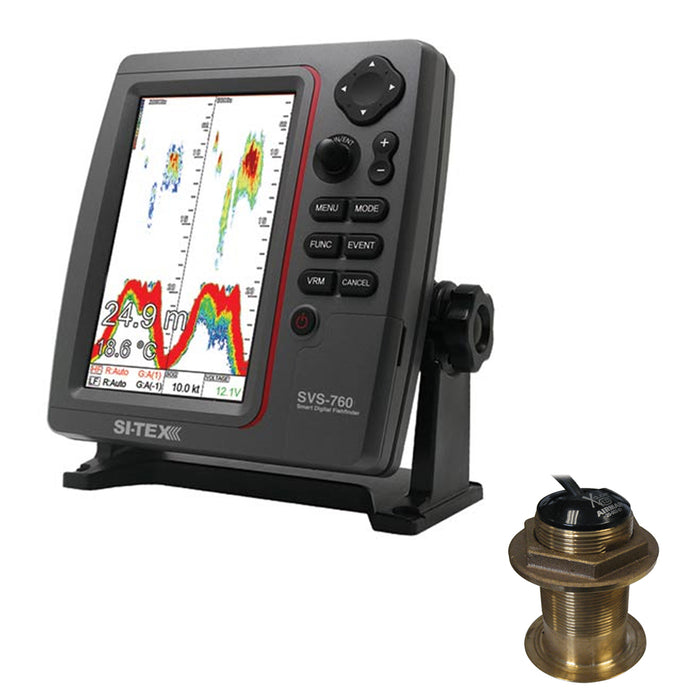 Kit de sonda de doble frecuencia SI-TEX SVS-760 de 600 W con transductor de bronce de 20 grados
