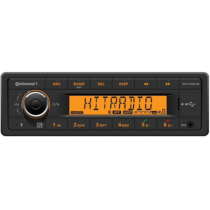 Continental TR7412UB-ORK Stereo w/AM/FM/BT/USB Harness Included 12V