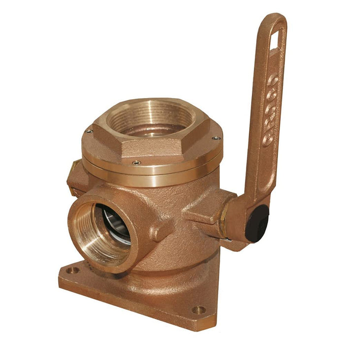 Groco SBV-3000-P SBV-P Series Bronze Flanged Seacock with Side Port 3" NPS/NPT