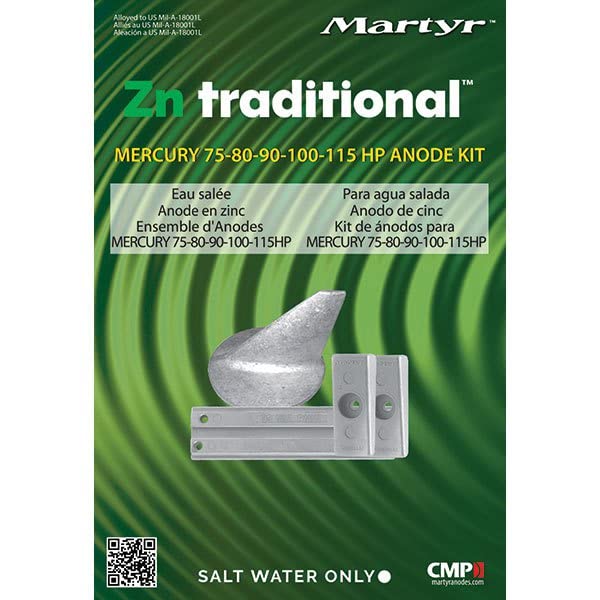 Martyr CMM75115KITZ Zinc Anode Kit For Mercury 75-80-90-100-115HP Engines