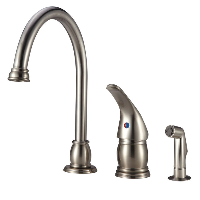 Dura Faucet DF-NMK301-SN Goose Neck Pedestal Kitchen Faucet, Satin Nickel