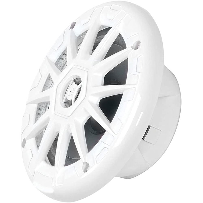 Seachoice MRGB55WSC 72111 5-1/4" 2-Way 150W Round LED Speakers, 1 Pair, White