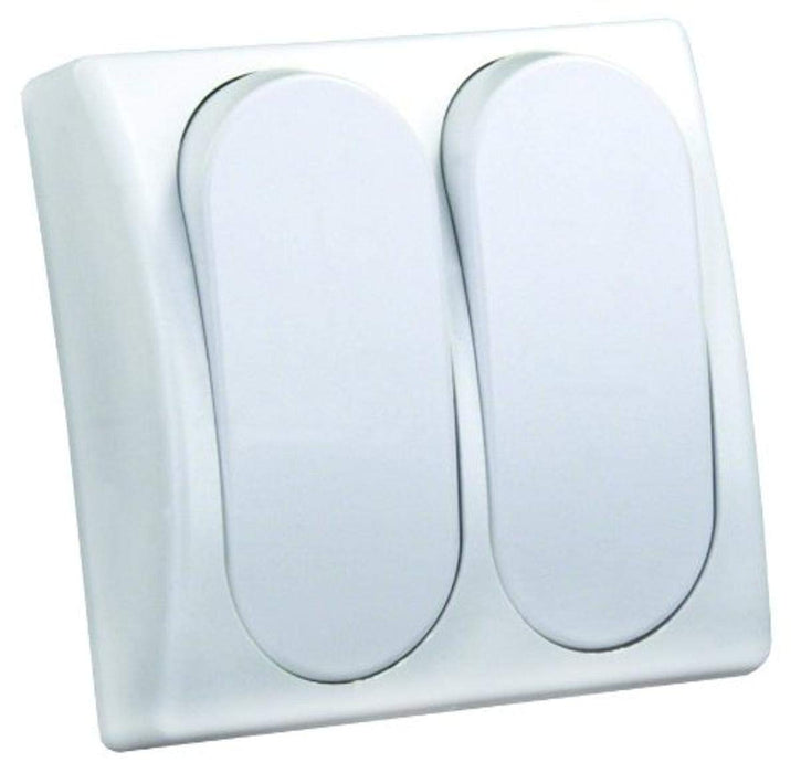 JR Products 13585 White Double Modular On/Off RV Switch with Bezel