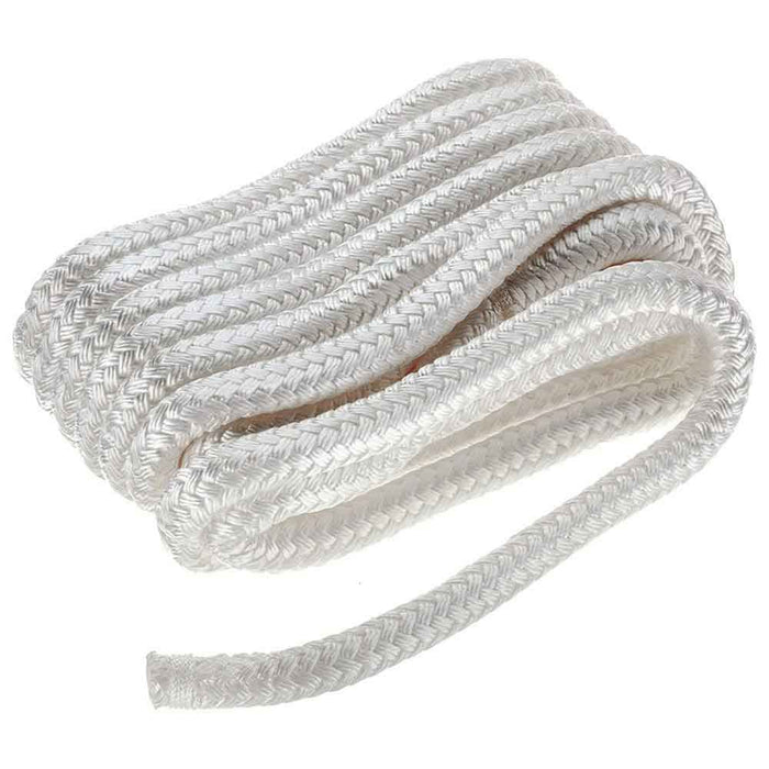 Seachoice Double-Braid Nylon Dock Line w/ Eye Splice, Pre-Shrunk, Heat Stabilized, 5/8 In. X 25 Ft., White