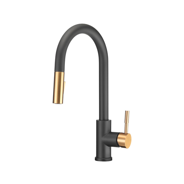 Dura Faucet DF-MK530SLK-MBRG Streamline Pull-Down Kitchen Faucet, Matte Black Rose Gold