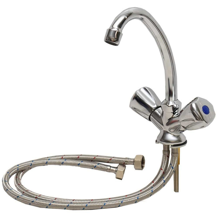 Scandvik 70002 Chrome Plated Brass Classic Swivel J-Spout Galley Mixer Faucet