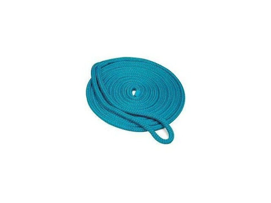 Seachoice Double-Braid Nylon Dock Line w/ Eye Splice, Pre-Shrunk, Heat Stabilized, 1/2 In. X 15 Ft., Teal