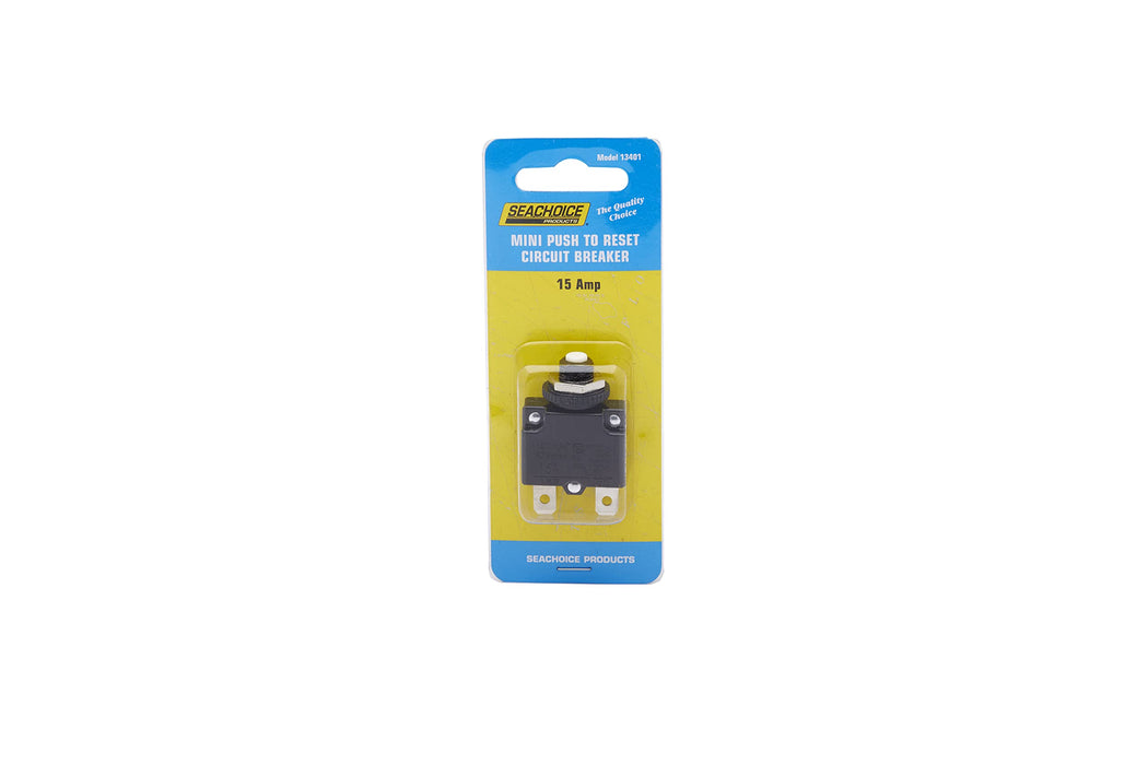 Seachoice 13401 Mini Push to Reset Circuit Breaker, 15 AMP
