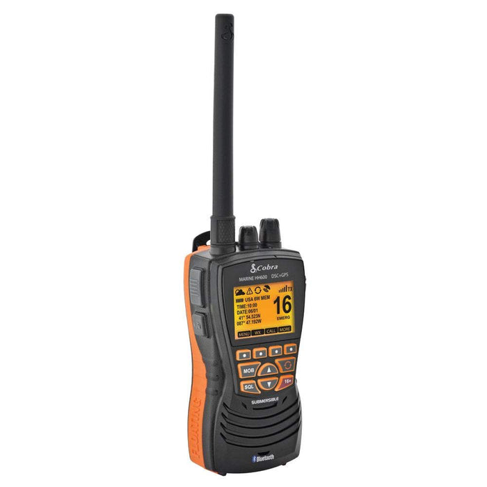 Cobra Electronics MRHH600FLTGPSBT MRHH600FLT Floating GPS Handheld VHF Marine, Radio, Black