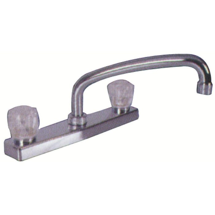 Valterra PF211325 Phoenix Chrome Two Handle 8" RV Kitchen Faucet, Hi-Rise Tubular Spout & Clear Acrylic Knobs