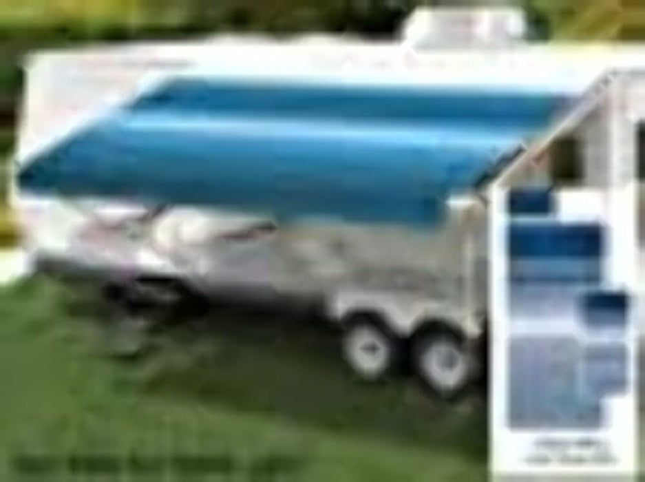 Powerwinch JU148E00 Carefree Standard Awning Fabric, 14', Ocean Blue Fade Both Sides, White Weatherguard, 1-Piece Vinyl