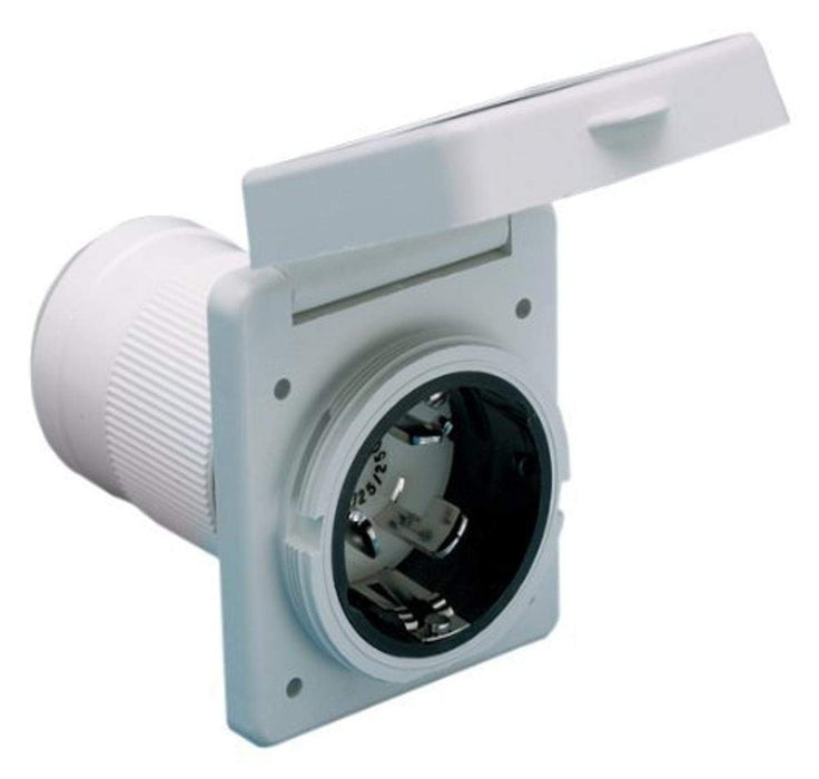 Park Power 6353ELRV Power Inlet, 50A White w/SS Trim