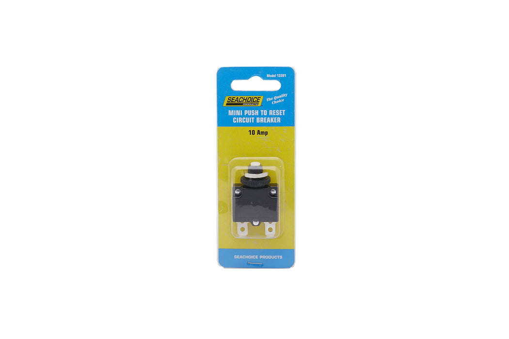 Seachoice 13391 Mini Push to Reset Circuit Breaker, 10 AMP