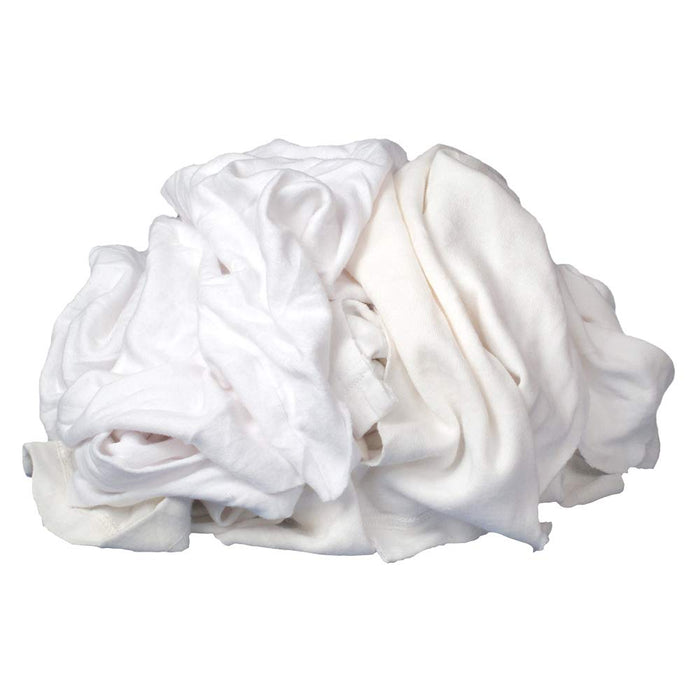 Buffalo Rags 10525 Recycled White T-Shirt Wipers, 50 lb.