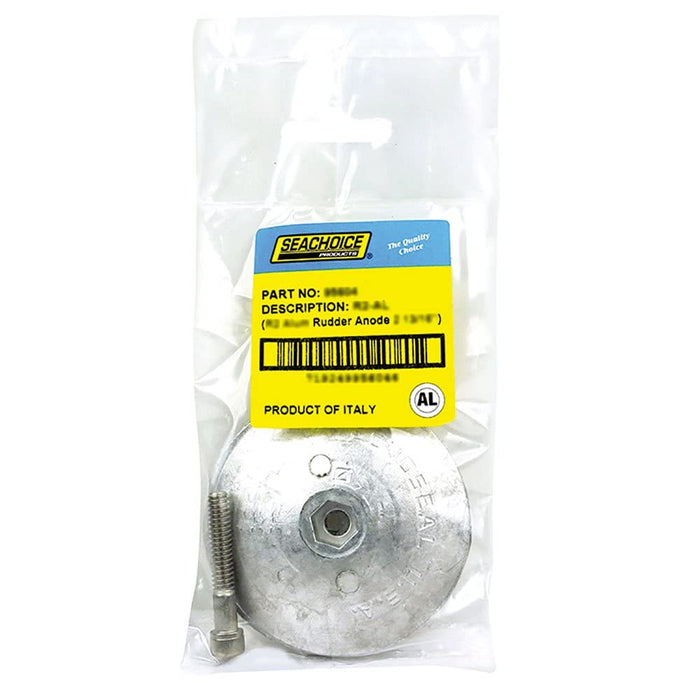 Seachoice 95607 Rudder & Trim Tab Anode w/Allen Screw, Aluminum, Model R3, Size 3-3/4" dia. x 1/2"