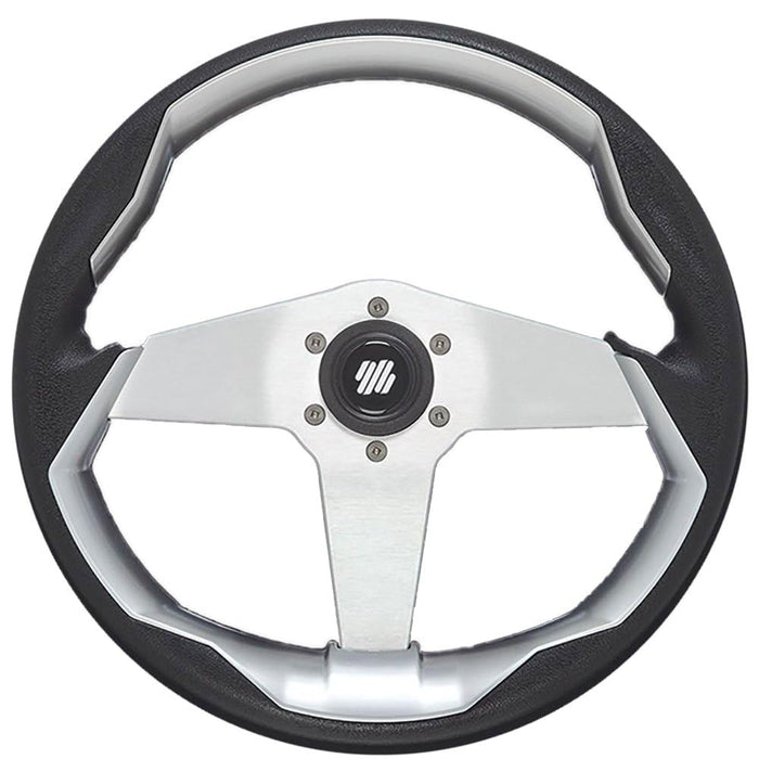 Uflex GRIMANI B/S/VE Uflex Steering Wheel, Black w/Silver Spokes