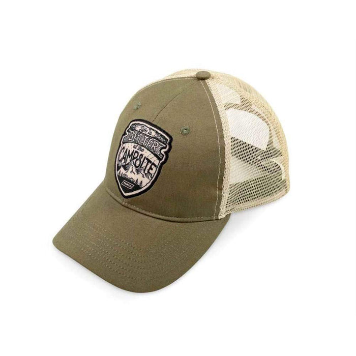 Camco 53360 Trucker Hat, "Life Is Better At The Campsite", Olive