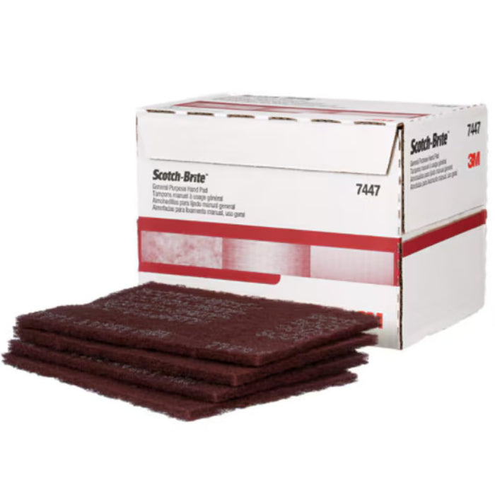 3M 07447 Scotch Brite Hand Pads, General, Maroon, 20/Box