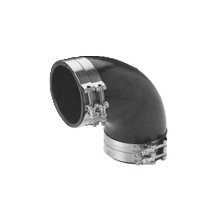 Trident Marine TRL-290-S/S Trident Black Rubber 90Â° Elbow w/T-Bolt Clamps, 2"