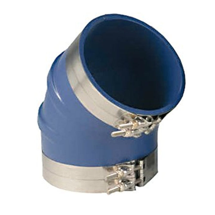 Trident Marine 240V8000-S/S 8" ID 45-Degree Blue Silicone Molded Wet Exhaust, Elbow w/4 T-Bolt Clamps