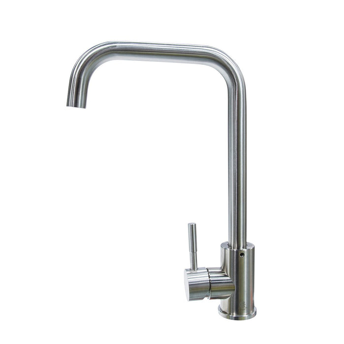 Lippert 719325 Flow-Max Gooseneck Single Hole Faucet, Square, Stainless Steel