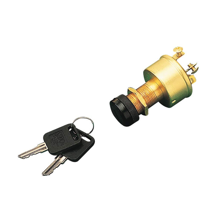 Sea Dog 420355-1 SeaDog Long Shaft Three Screw Terminal Three Position Off, Ignition Start Switch w/ Cap