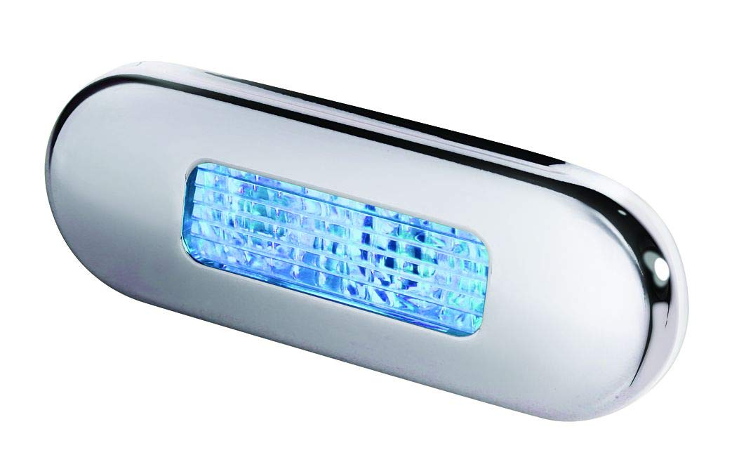 Hella 959680611 Oblong LED Step Lamp, 12/24V, SS w/Blue LEDs