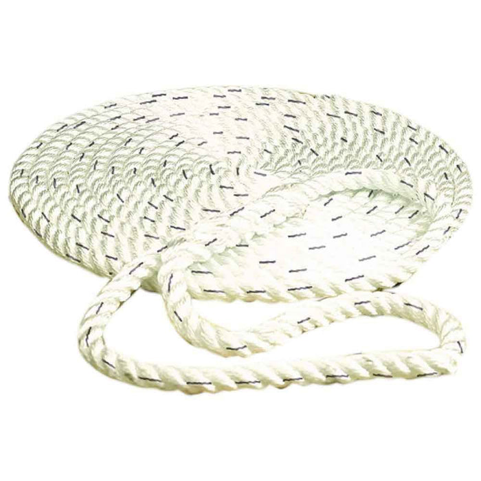 Seachoice 47611 Premium 3-Strand Twisted Nylon Dock Line, White w/ Blue Tracer, 5/8" x 30'