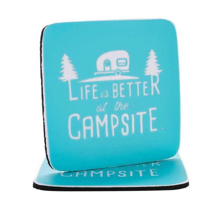 Camco 53230 Neoprene Coaster Life is Better 2 Pack