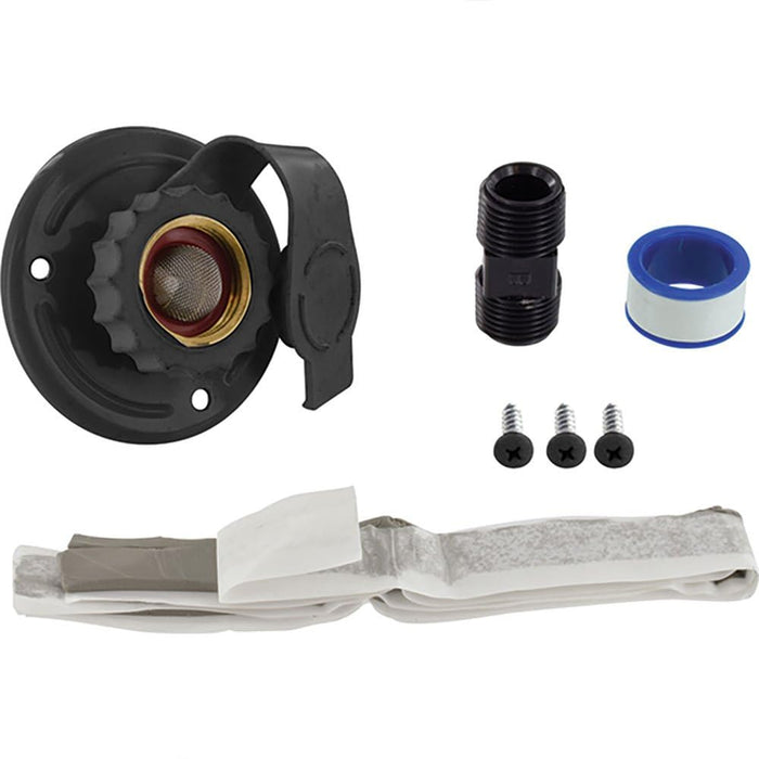 Valterra A01-0175LFVP Flush Mount Water Inlet, Black Aluminum