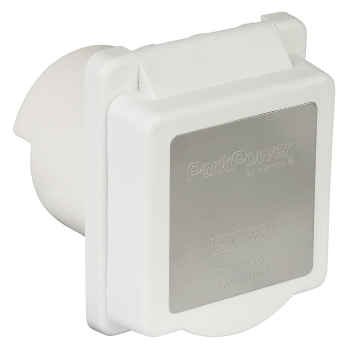 Park Power 301ELRV Power Inlet, 30A White w/SS Trim