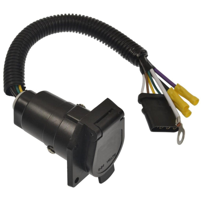 Pollak 4WF-600V 4-Way Flat to 7-Blade RV Type Adapter w/ Leads
